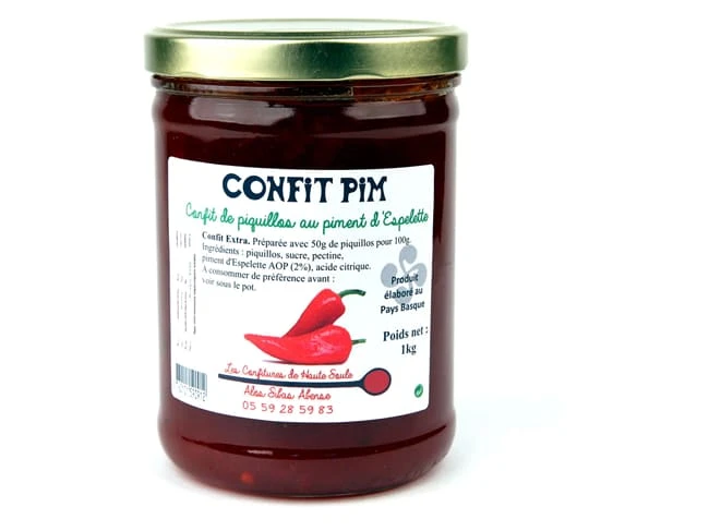 Confit PIM - Piquillos Et Piment D'Espelette - 1 Kg - Confitures De Haute Soule 1 Confit PIM - Piquillos Et Piment D'Espelette - 1 Kg - Confitures De Haute Soule