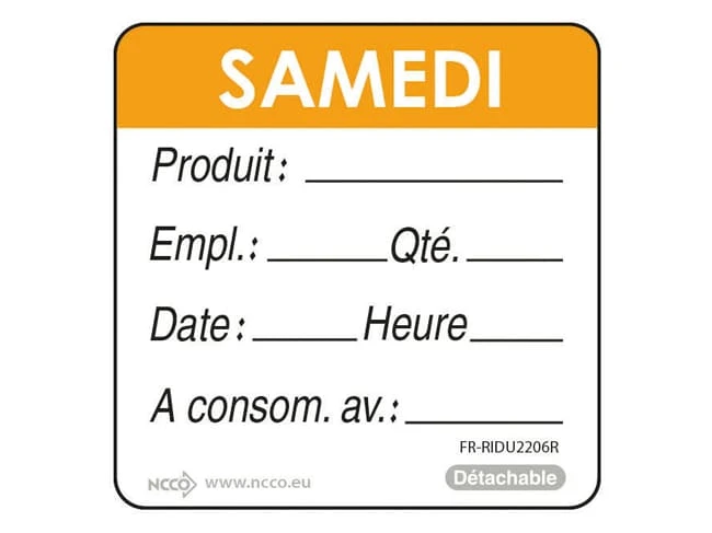 Etiquettes D'identification HACCP - Samedi 1 Etiquettes D'identification HACCP - Samedi
